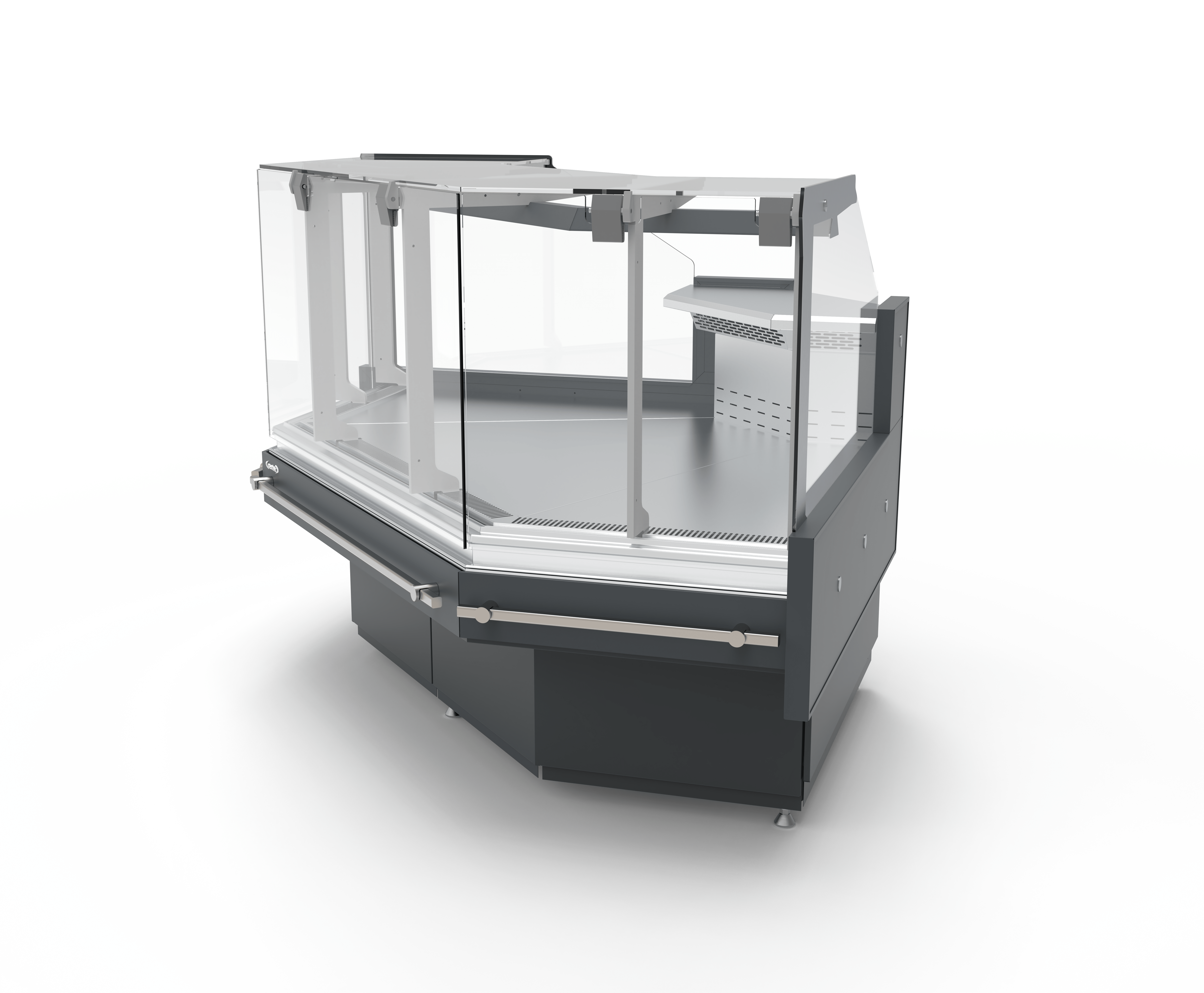 Щандова хладилна витрина BARBUDA L PLATINUM Ъглова х1200х1200mm, Plug-in, с депо, без страници