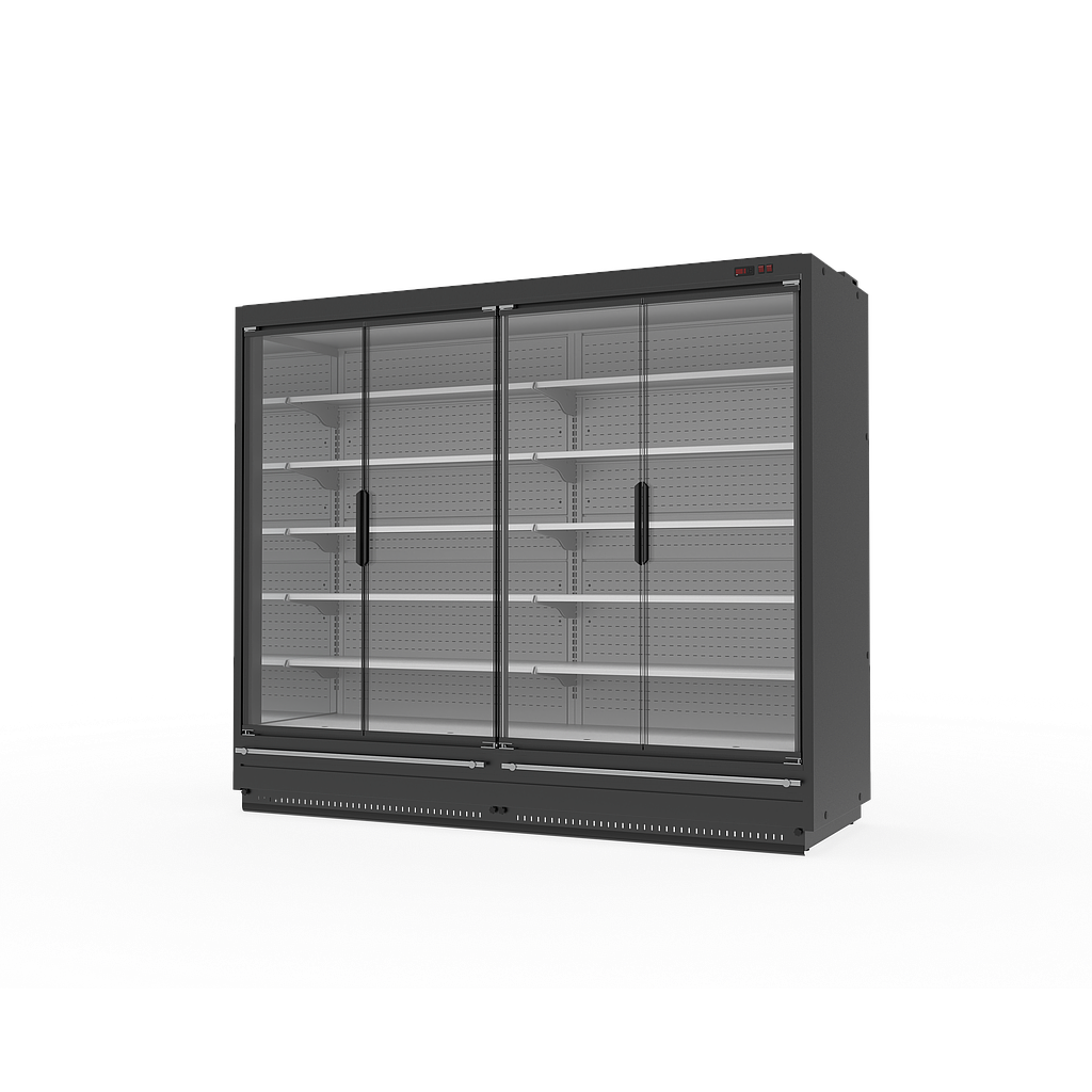 Крайстенна хладилна витрина SARDINYA HXL 3750х1150х2224мм, отворена, основа + 6 рафта, с LED осветление на рафтовете, за външен агрегат  