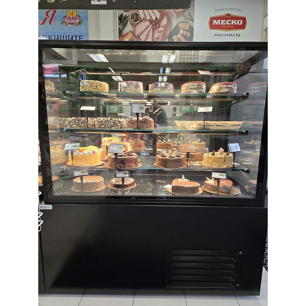 Сладкарска хладилна витрина CARINA 1250 x723x1400mm, прави стъкла, 4 нива