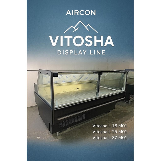 [Aircon.Vitosha.25] Щандова хладилна витрина Vitosha L 25 M01, 0-5 C,  Plug in R290 без депо размер 2570х1180х1222mm