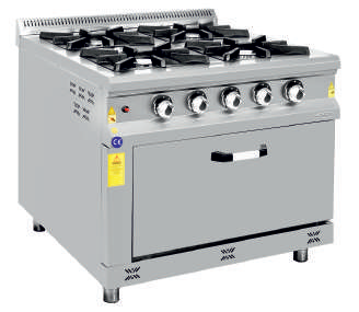 GAS cooker, 4+1 burners with GAS oven, 800x800x850,
