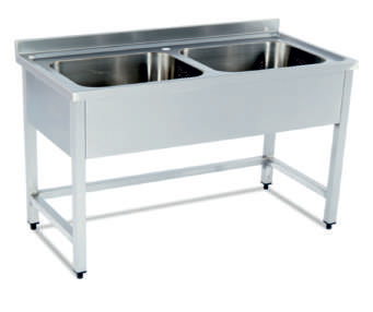 WORK TABLE WITH 2 SINKS WITHOUT MAIN SHELF, 1900x700x850