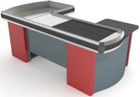 Cash box OVAL &quot;U&quot; with moving belt 2900x1100x900mm, with holes for scanner and cash drawer - RIGHT