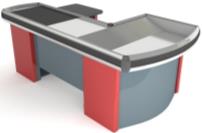 Cash box OVAL &quot;U&quot; with moving belt 2900x1100x900mm, with holes for scanner and cash drawer - LEFT