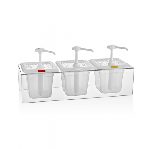 Triple dispenser with sauce pump