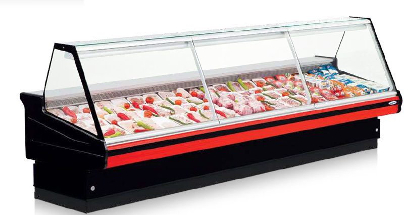 BORNEO L PLATINIUM FLAT GLASS SERVE OVER CABINET /  REMOTE/ PLEXI SLIDING DOOG / PROTECTIVE BUMPER / 3125x1200x1200mm